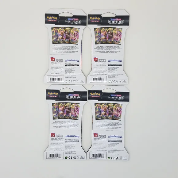 Pokemon TCG 4 Booster Pack Bundle Sword & Shield Rebel Clash Factory Sealed - Picture 7 of 8